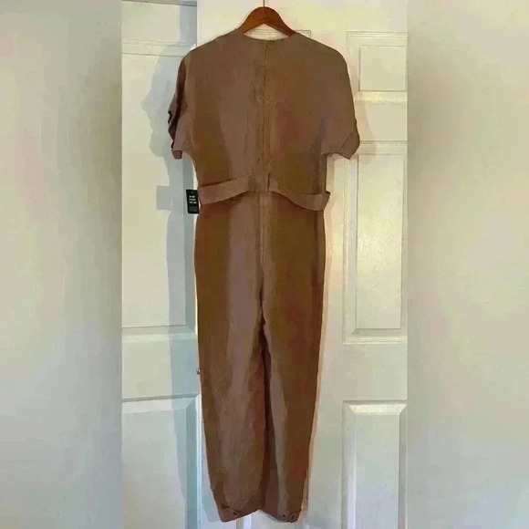 Express Button Front Utility Jumpsuit Belted With Short Sleeves - Picture 8 of 8